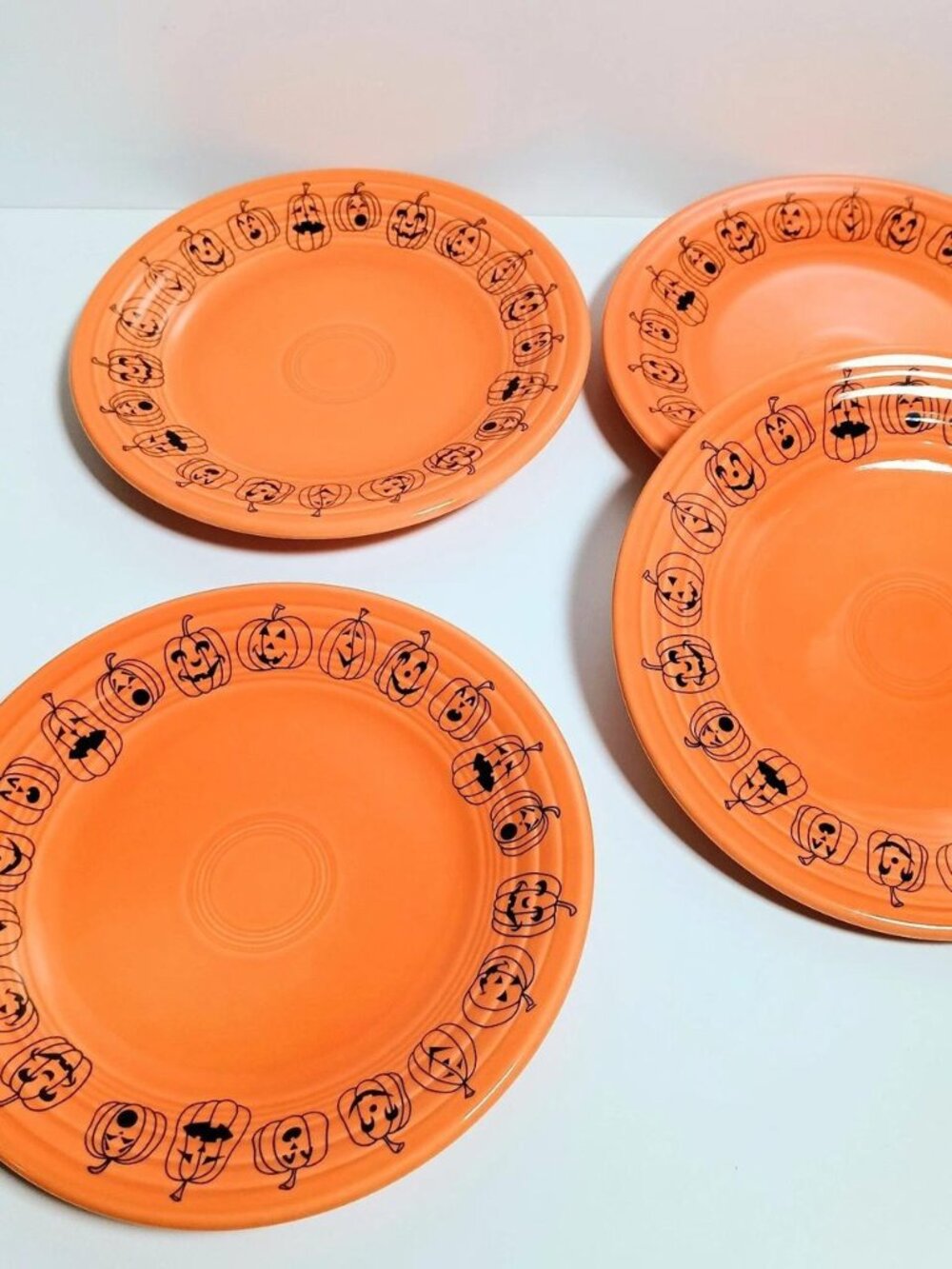 Fiesta Carson's Jack o Lanterns Plate in Tangerine Halloween Pumpkins Set of 4